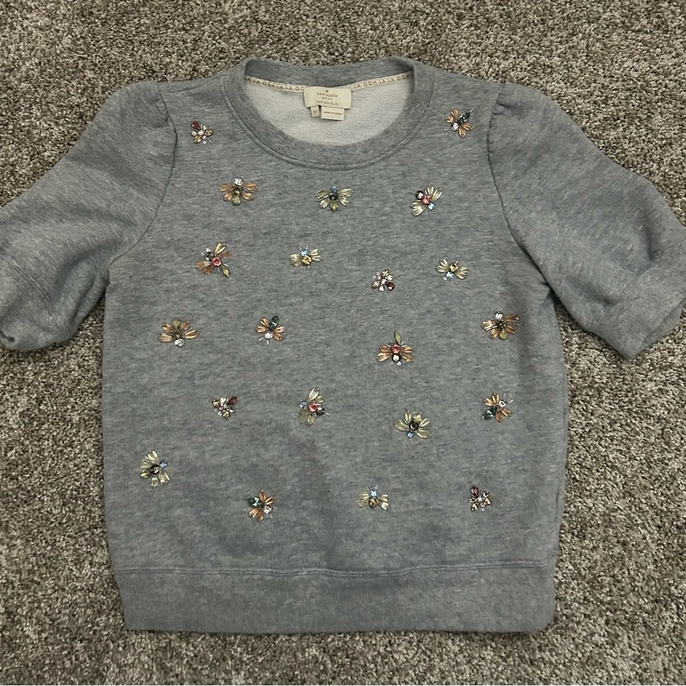 kate spade Gray Embellished Bee Sweater